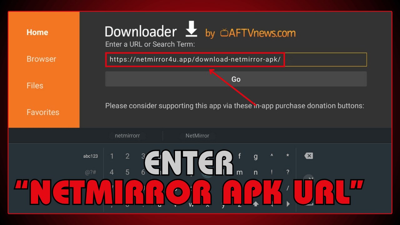 Enter NetMirror APK URL