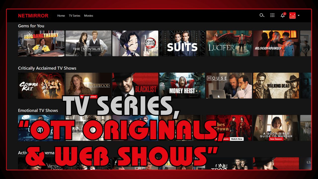 TV Series, OTT Originals, and Web Shows on Desktop